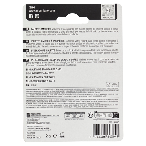 MB Milano Wonder palette Palette Finish Matte e Perlato Nude Brown n° 01 2 g